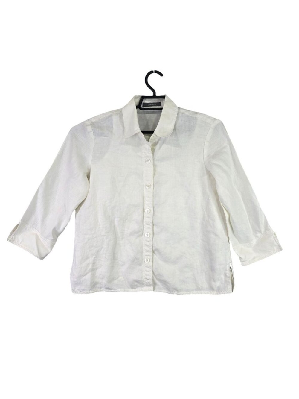 Women 2 Pc Liz Claiborne White Linen Shirt & Camisole Set Coastal Petite Size S